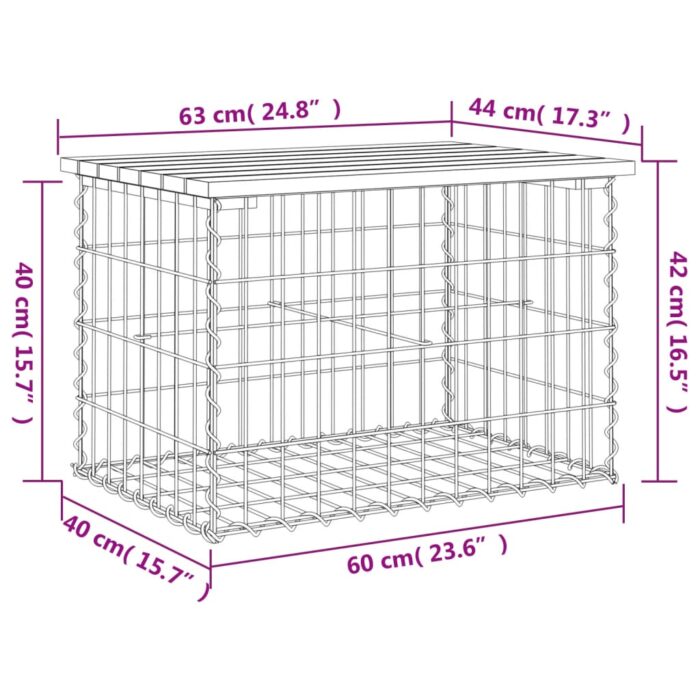 Banc de jardin design gabion 63x44x42 cm bois massif de douglas – Image 6