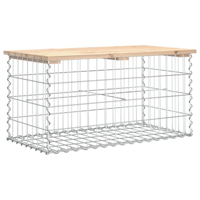 Banc de jardin design de gabion 83x44x42 cm bois massif de pin – Image 3
