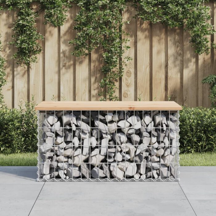Banc de jardin design de gabion 83x44x42 cm bois massif de pin – Image 1