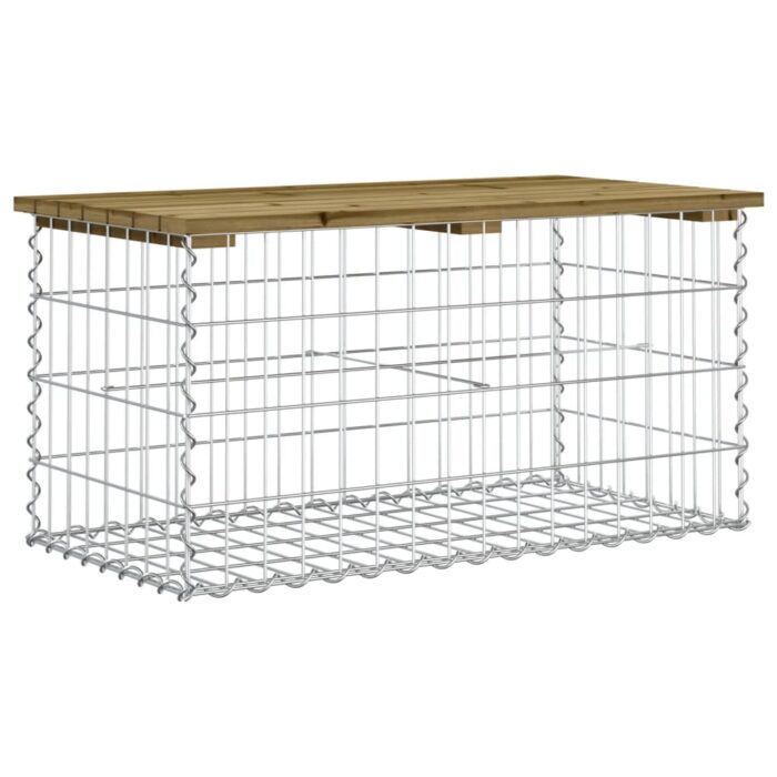 Banc de jardin design gabion 83x44x42 cm bois de pin imprégné – Image 3