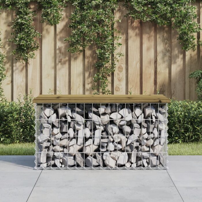 VXL8720845446239_m_en_hd_1.jpg Banc de jardin design gabion 83x44x42 cm bois de pin imprégné – Image 1