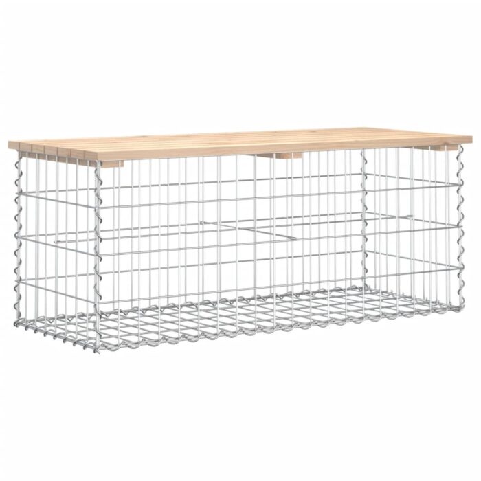 Banc de jardin design de gabion 103x44x42 cm bois massif de pin – Image 3