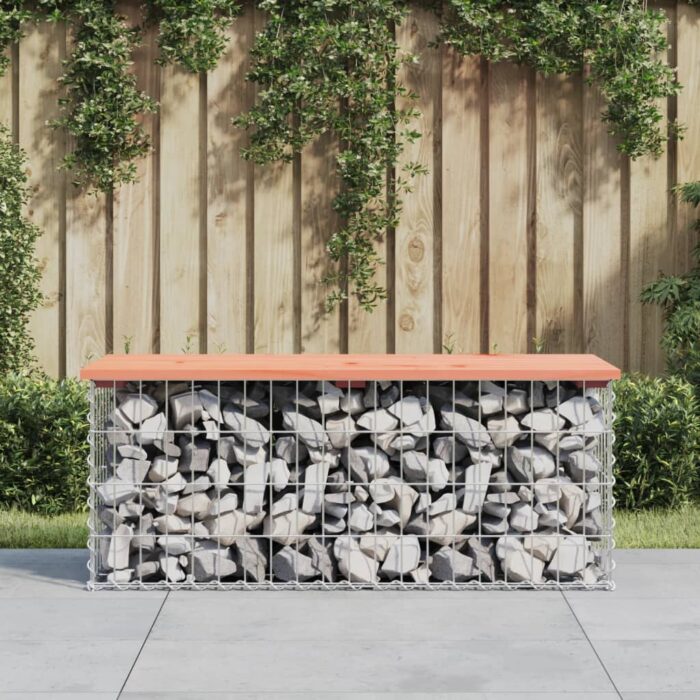 Banc de jardin design gabion 103x44x42cm bois massif de douglas – Image 1