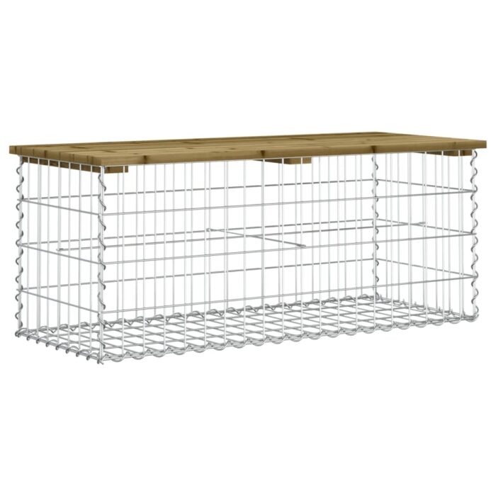 Banc de jardin design gabion 103x44x42 cm bois de pin imprégné – Image 3