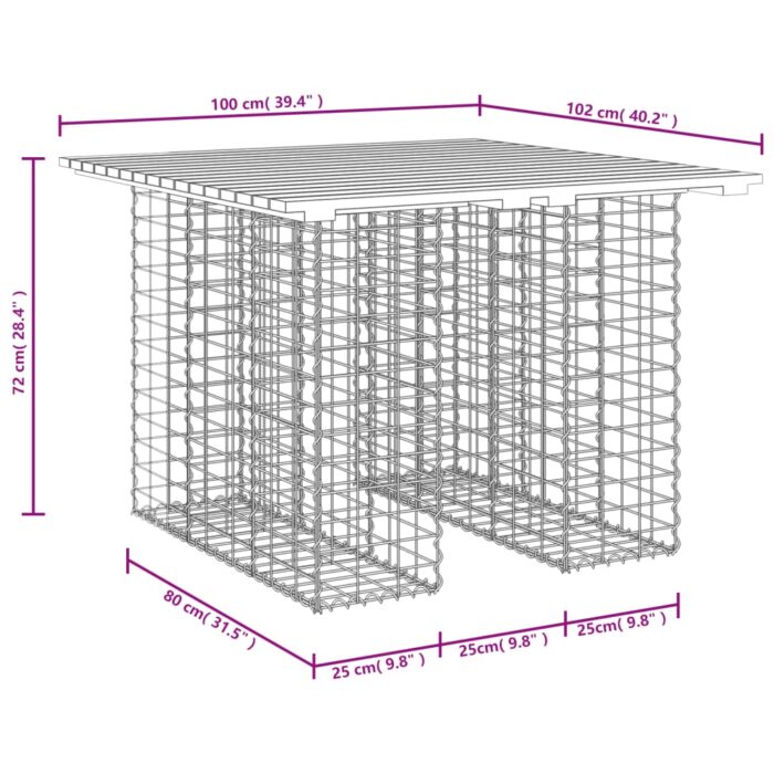 Banc de jardin design gabion 100x102x72 cm bois de pin imprégné – Image 6