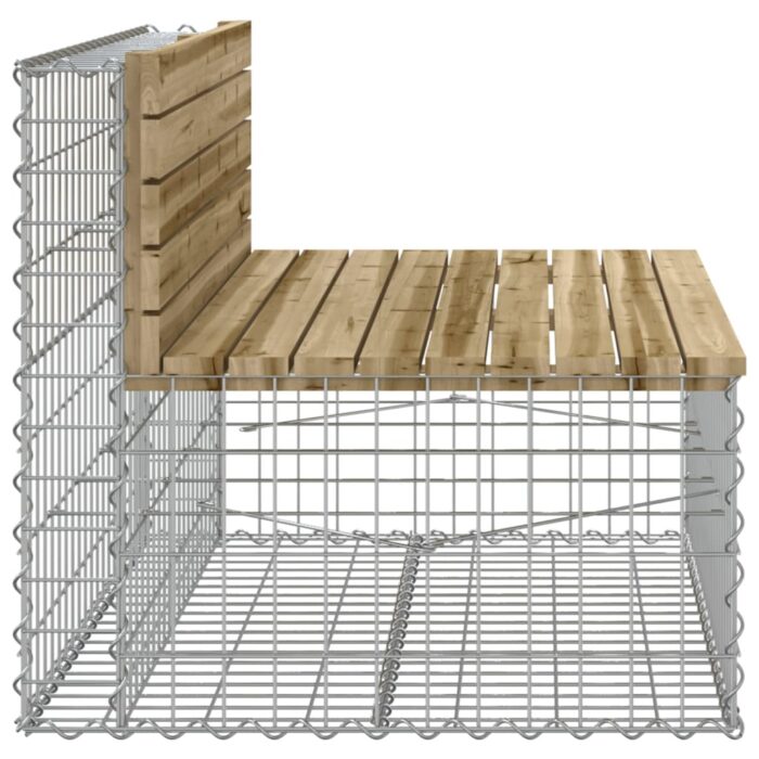 Banc de jardin design gabion 103x70x65 cm bois de pin imprégné – Image 2