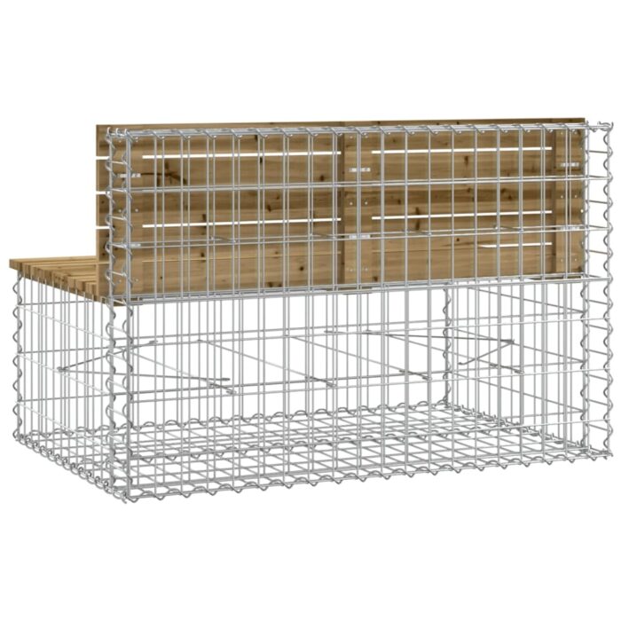 Banc de jardin design gabion 103x70x65 cm bois de pin imprégné – Image 3