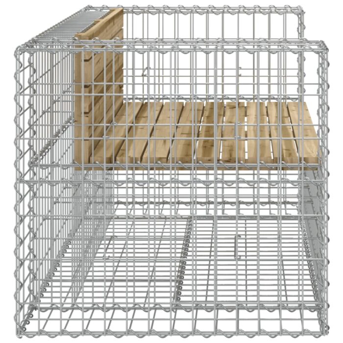 Banc de jardin design gabion 143x71x65,5cm bois de pin imprégné – Image 2