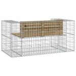 Banc de jardin design gabion 143x71x65,5cm bois de pin imprégné – Image 3