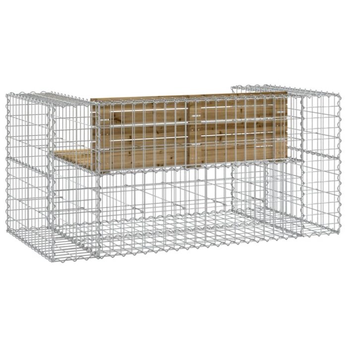 Banc de jardin design gabion 143x71x65,5cm bois de pin imprégné – Image 3