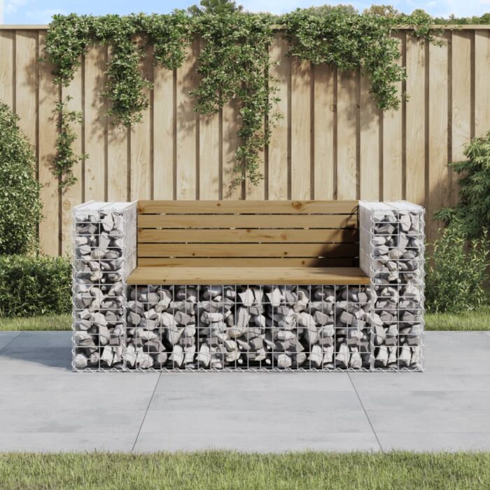 VXL8720845446444_m_en_hd_1.jpg Banc de jardin design gabion 143x71x65,5cm bois de pin imprégné – Image 1