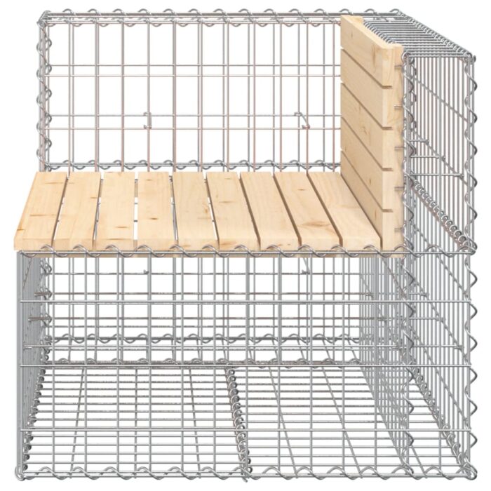 Banc de jardin design gabion 92x71x65,5 cm bois massif de pin – Image 2