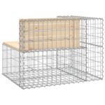 Banc de jardin design gabion 92x71x65,5 cm bois massif de pin – Image 3