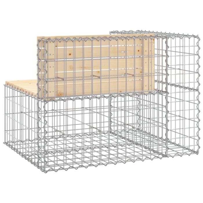 Banc de jardin design gabion 92x71x65,5 cm bois massif de pin – Image 3