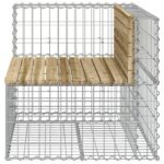 Banc de jardin design gabion 92x71x65,5cm bois de pin imprégné – Image 2