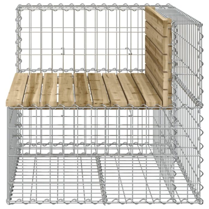 Banc de jardin design gabion 92x71x65,5cm bois de pin imprégné – Image 2