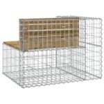 Banc de jardin design gabion 92x71x65,5cm bois de pin imprégné – Image 3