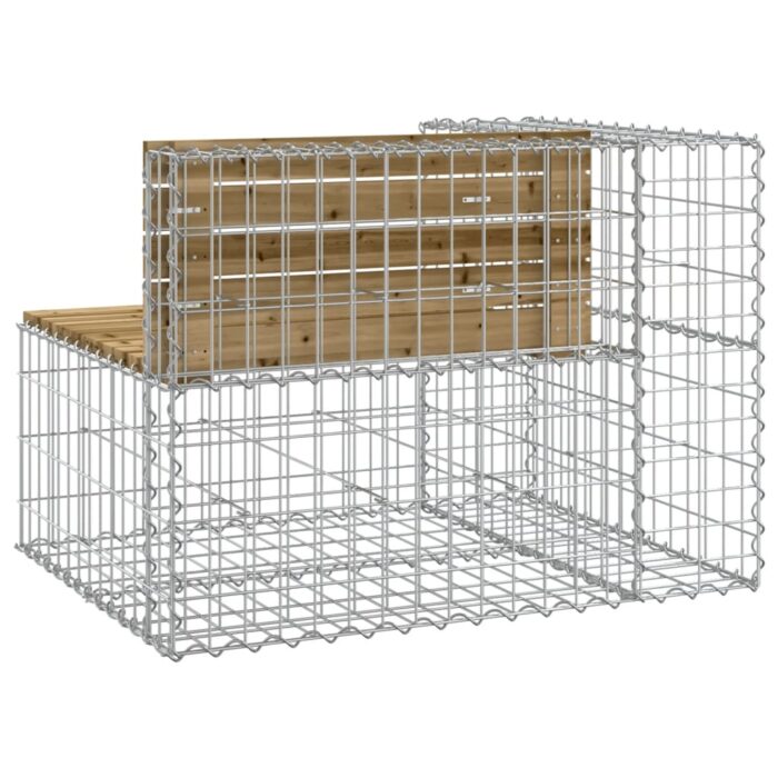 Banc de jardin design gabion 92x71x65,5cm bois de pin imprégné – Image 3