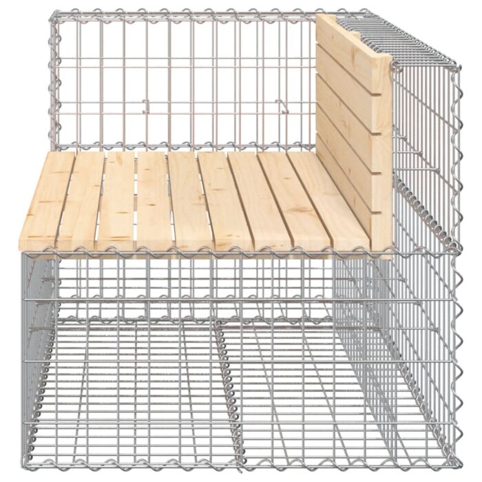 Banc de jardin design gabion 122x71x65,5 cm bois massif de pin – Image 2