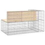 Banc de jardin design gabion 122x71x65,5 cm bois massif de pin – Image 3