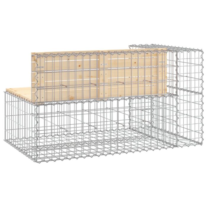 Banc de jardin design gabion 122x71x65,5 cm bois massif de pin – Image 3