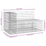 Banc de jardin design gabion 122x71x65,5 cm bois massif de pin – Image 6