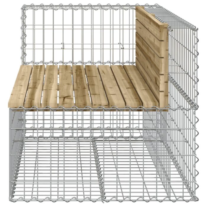 Banc de jardin design gabion 122x71x65,5cm bois de pin imprégné – Image 2