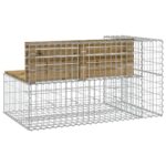 Banc de jardin design gabion 122x71x65,5cm bois de pin imprégné – Image 3