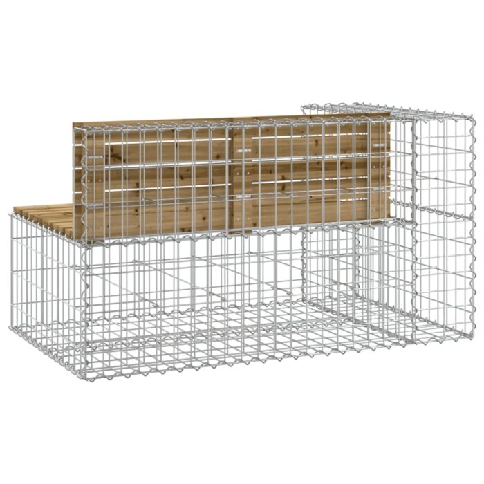 Banc de jardin design gabion 122x71x65,5cm bois de pin imprégné – Image 3