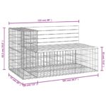 Banc de jardin design gabion 122x71x65,5cm bois de pin imprégné – Image 6