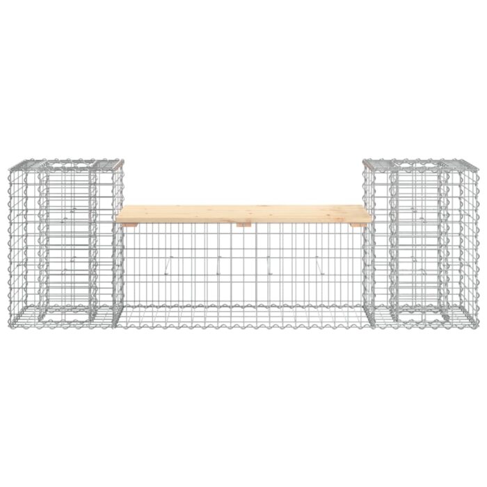 Banc de jardin design gabion 183x41x60,5 cm bois massif de pin – Image 3