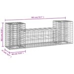 Banc de jardin design gabion 183x41x60,5 cm bois massif douglas – Image 6