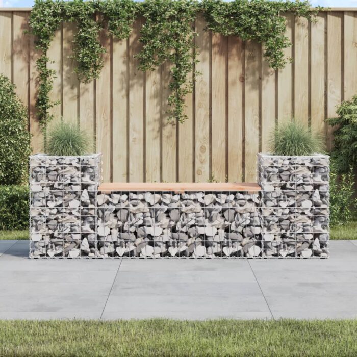Banc de jardin design gabion 183x41x60,5 cm bois massif douglas – Image 1