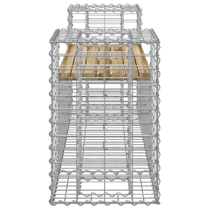 Banc de jardin design gabion 183x41x60,5cm bois de pin imprégné – Image 2