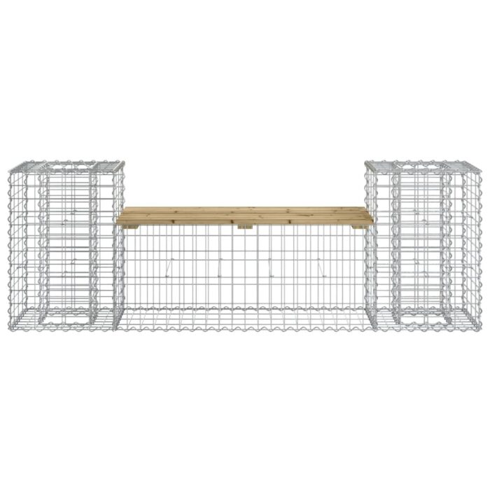 Banc de jardin design gabion 183x41x60,5cm bois de pin imprégné – Image 3