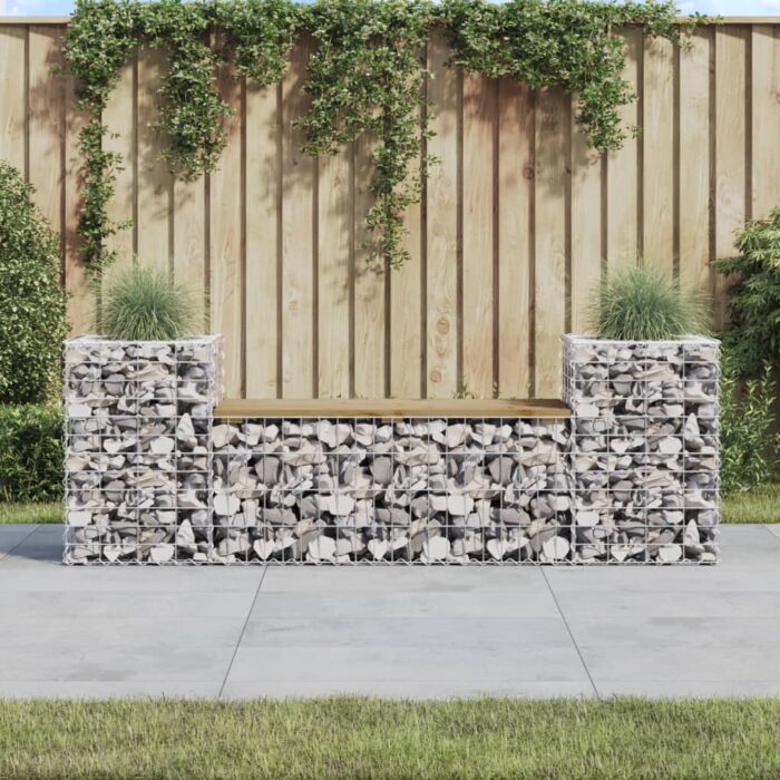 VXL8720845446536_m_en_hd_1.jpg Banc de jardin design gabion 183x41x60,5cm bois de pin imprégné – Image 1