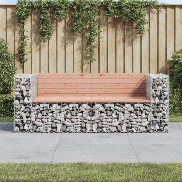 Banc de jardin design gabion 184x71x65,5 cm bois massif douglas – Image 1