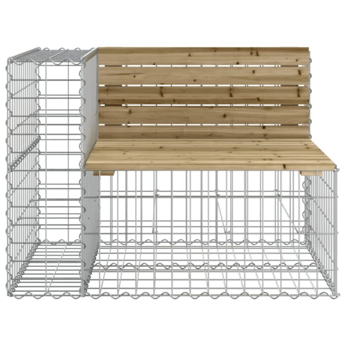 Banc de jardin design gabion 184x71x65,5cm bois de pin imprégné – Image 2
