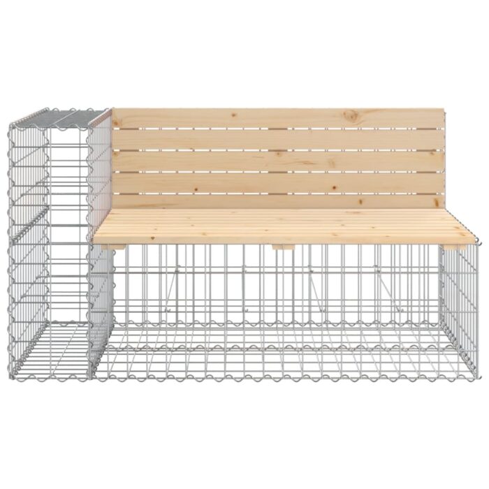 Banc de jardin design gabion 244x71x65,5 cm bois massif de pin – Image 2