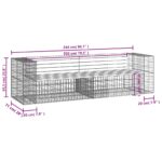 Banc de jardin design gabion 244x71x65,5 cm bois massif de pin – Image 5