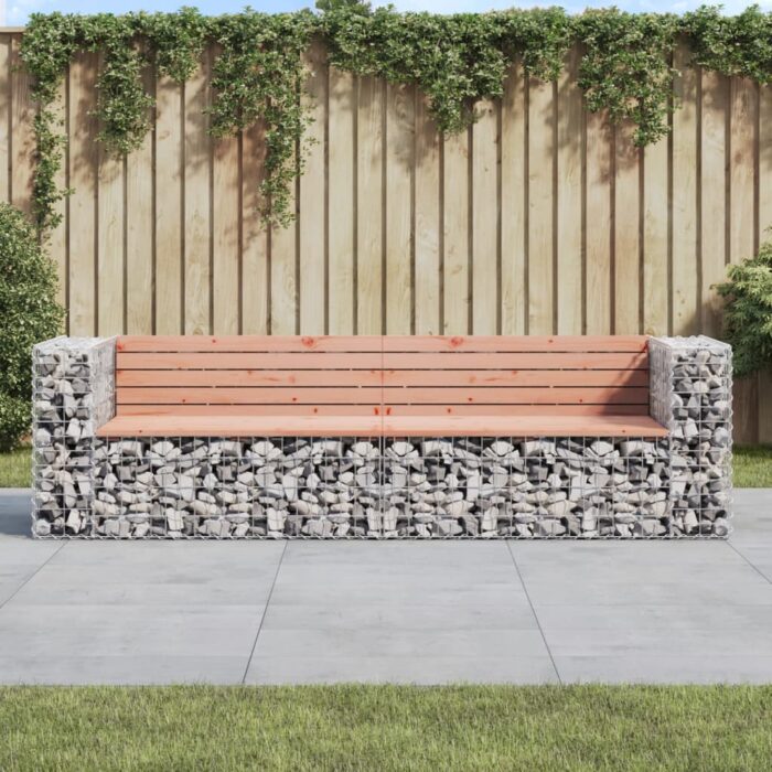 Banc de jardin design gabion 244x71x65,5 cm bois massif douglas – Image 1