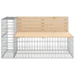 Banc de jardin avec panier en gabion bois massif de pin – Image 2