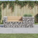 Banc de jardin avec panier en gabion bois massif de pin