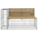 Banc de jardin avec panier en gabion bois de pin imprégné – Image 2