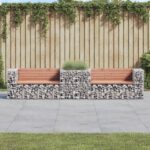 Banc de jardin avec panier en gabion bois massif de douglas