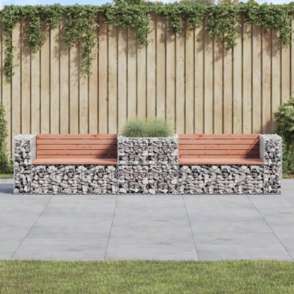 Banc de jardin avec panier en gabion bois massif de douglas