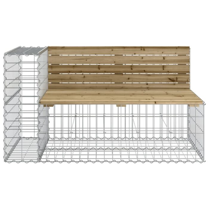 Banc de jardin avec panier en gabion bois de pin imprégné – Image 2