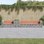 Banc de jardin avec panier en gabion bois massif de douglas