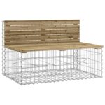 Banc de jardin avec panier en gabion bois de pin imprégné – Image 3