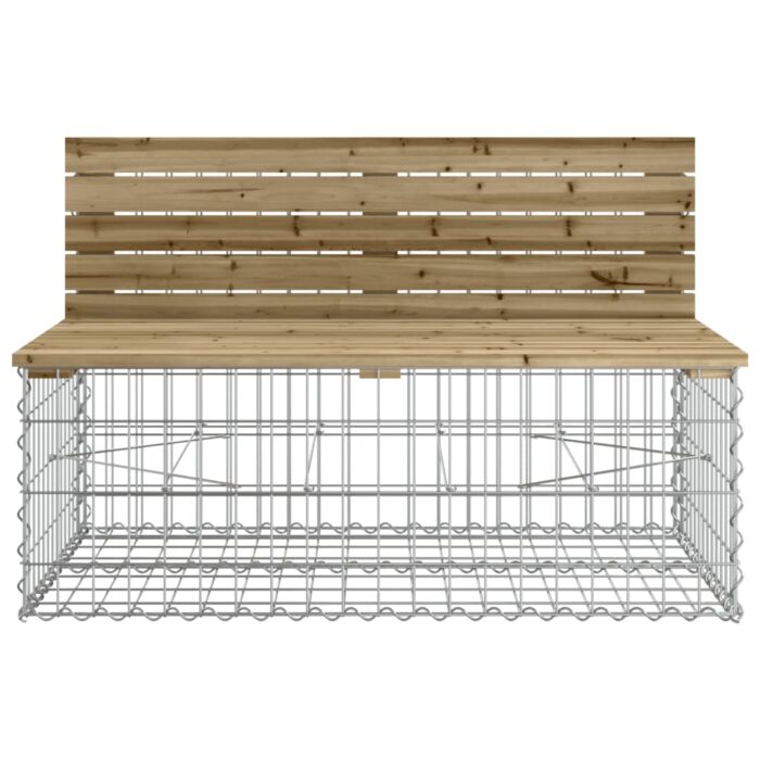 Banc de jardin avec panier en gabion bois de pin imprégné – Image 4